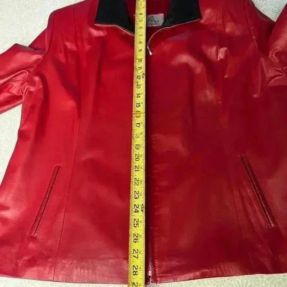 Route Marcopolo Red and Black Soft Italian Lambskin Leather Jacket Womens Sz XL - Picture 10 of 11